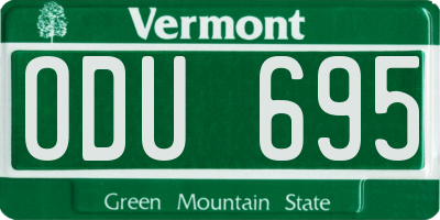 VT license plate ODU695