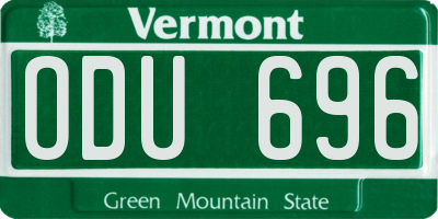 VT license plate ODU696