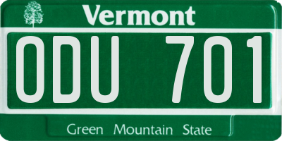 VT license plate ODU701