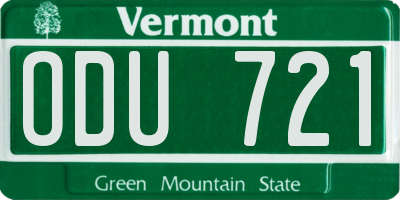 VT license plate ODU721