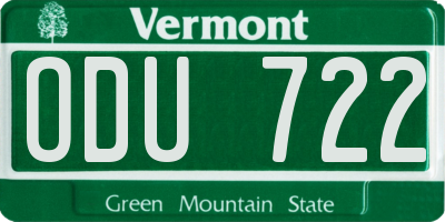 VT license plate ODU722