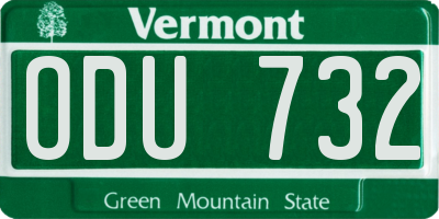 VT license plate ODU732