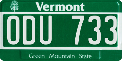 VT license plate ODU733