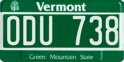 VT license plate ODU738