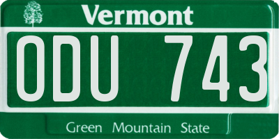 VT license plate ODU743