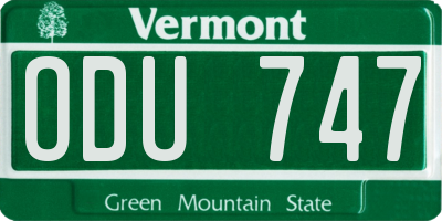 VT license plate ODU747