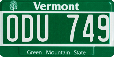 VT license plate ODU749
