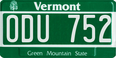 VT license plate ODU752
