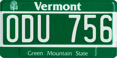 VT license plate ODU756
