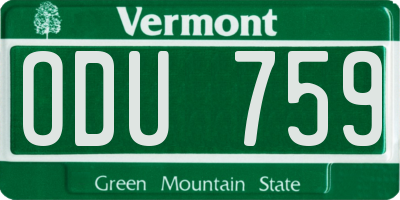VT license plate ODU759