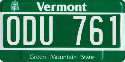 VT license plate ODU761