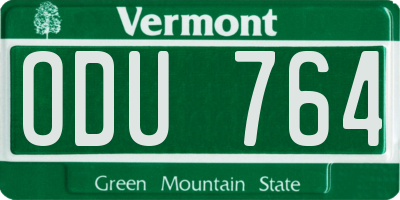 VT license plate ODU764