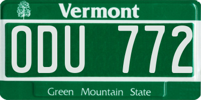 VT license plate ODU772