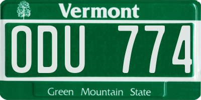 VT license plate ODU774