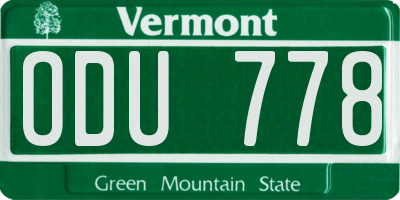 VT license plate ODU778
