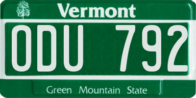 VT license plate ODU792