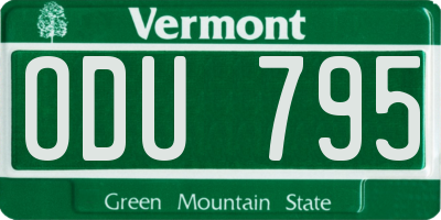 VT license plate ODU795