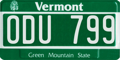 VT license plate ODU799