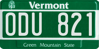 VT license plate ODU821