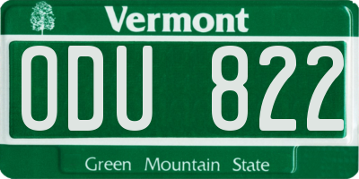 VT license plate ODU822