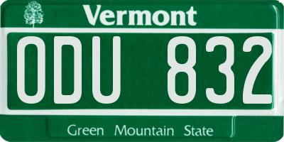 VT license plate ODU832