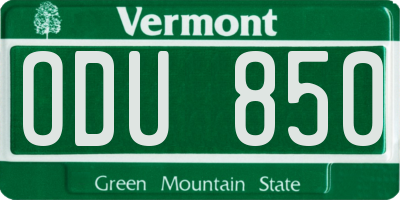 VT license plate ODU850