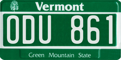 VT license plate ODU861