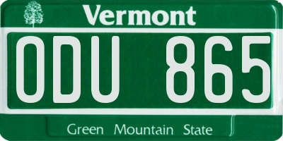 VT license plate ODU865