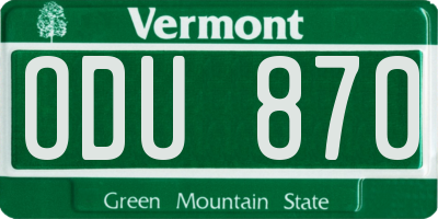 VT license plate ODU870