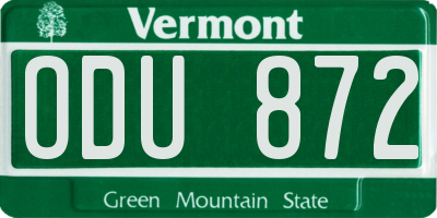 VT license plate ODU872