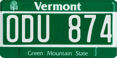 VT license plate ODU874