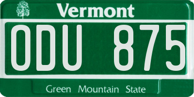 VT license plate ODU875
