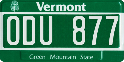 VT license plate ODU877