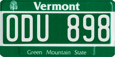 VT license plate ODU898