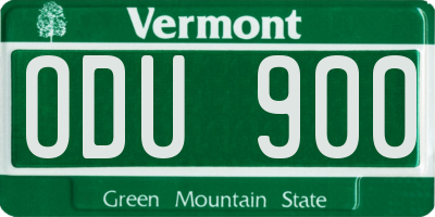 VT license plate ODU900