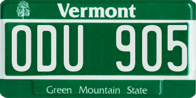 VT license plate ODU905