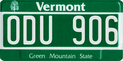VT license plate ODU906