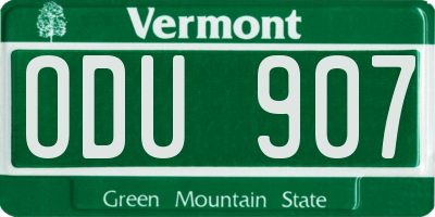 VT license plate ODU907