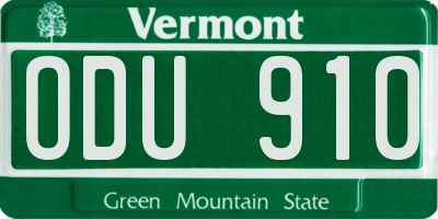 VT license plate ODU910