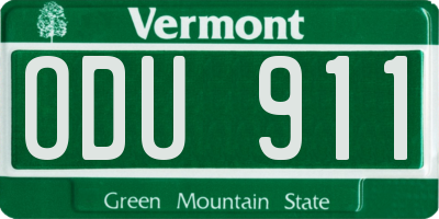 VT license plate ODU911