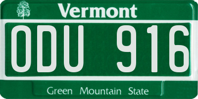 VT license plate ODU916