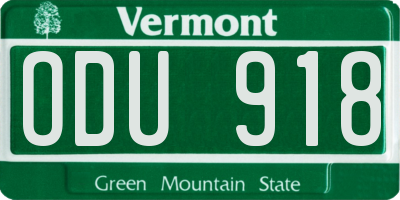 VT license plate ODU918