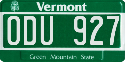 VT license plate ODU927