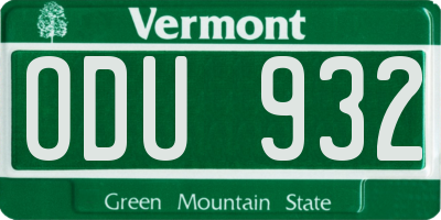 VT license plate ODU932