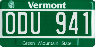 VT license plate ODU941