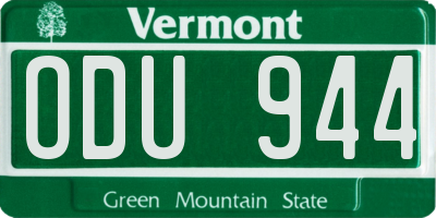 VT license plate ODU944