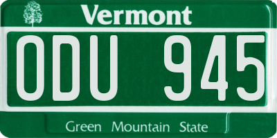VT license plate ODU945