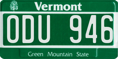 VT license plate ODU946