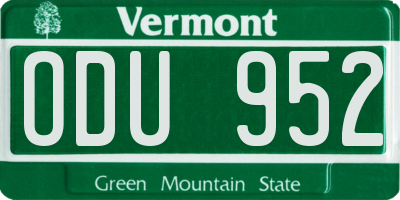 VT license plate ODU952