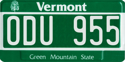 VT license plate ODU955